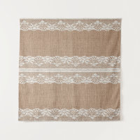 Bruine burlap off-white kanten textuur