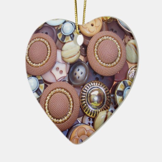 Bruine Buttonnen, Kerstversiering Keramisch Ornament (Links)