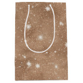 Bruine Cacao Glitter Verjaardag Medium Cadeauzakje (Voorkant)