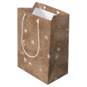 Bruine Cacao Glitter Verjaardag Medium Cadeauzakje (Achterkant Gekanteld)
