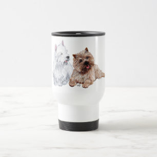 Bruine Cairn en Westie Terriërs Reisbeker
