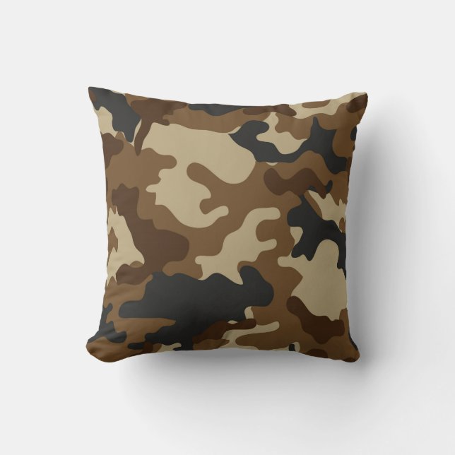 Bruine Camo Worp Kussen (Voorkant)