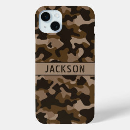 Bruine Camouflage Gepersonaliseerd iPhone 15 Mini Hoesje