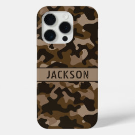 Bruine Camouflage Gepersonaliseerd iPhone 15 Pro Case