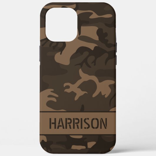 Bruine Camouflage Monogram Case-Mate iPhone Case (Achterkant)