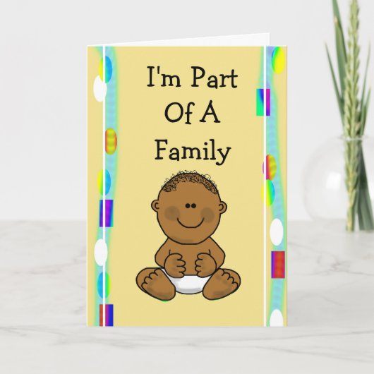 Bruine Cartoon Baby Adoption Aankondiging Kaart (Voorkant)