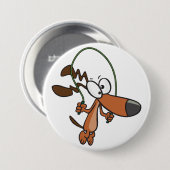 Bruine Cartoon Hond Springt Touw Springend Ronde Button 7,6 Cm (Voorkant /achterkant)