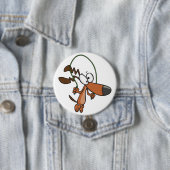 Bruine Cartoon Hond Springt Touw Springend Ronde Button 7,6 Cm (In situ)