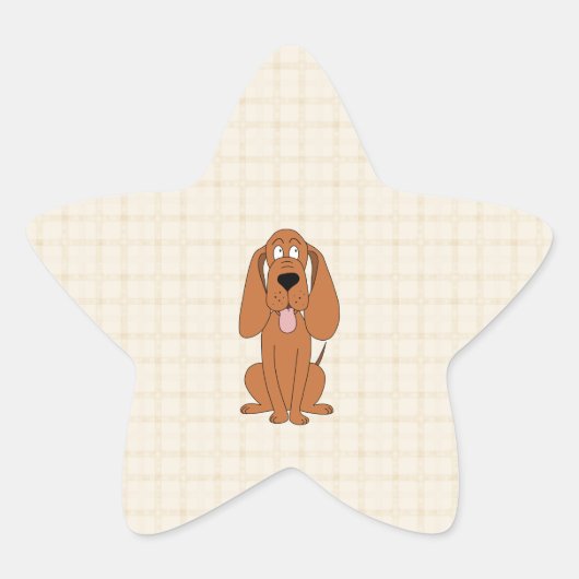 Bruine Cartoon. Hond. Ster Sticker (Voorkant)