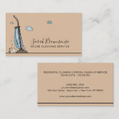 Bruine Cartoon Janitorial Maid House Cleaning Visitekaartje (Voorkant / Achterkant)