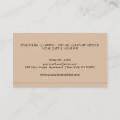 Bruine Cartoon Janitorial Maid House Cleaning Visitekaartje (Achterkant)