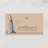 Bruine Cartoon Janitorial Maid House Cleaning Visitekaartje (Voorkant)