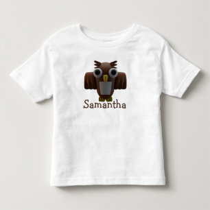 Bruine Cartoon Owl & Typografie Toddler T-shirt