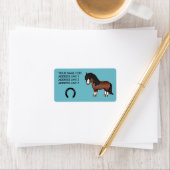 Bruine Cartoon Shetlandpony Etiket (Insitu)