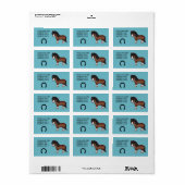 Bruine Cartoon Shetlandpony Etiket (Full Sheet)