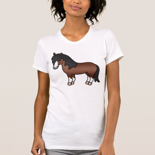 Bruine Cartoon Shetlandpony T-shirt (Voorkant)