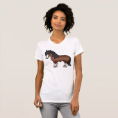 Bruine Cartoon Shetlandpony T-shirt (Voorkant volledig)
