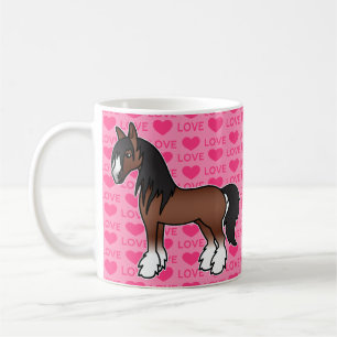 Bruine Cartoon Zigeunervanner Shire Clydesdale Lie Koffiemok