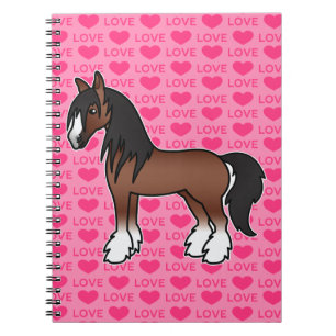 Bruine Cartoon Zigeunervechter Shire Clydesdale Li Notitieboek