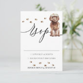 Bruine Cavapoo-hond reageert op trouwfeest RSVP Kaartje (Staand voorkant)
