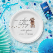 Bruine Cavapoo Hond Welkom op bruiloft set Papieren Bordje (Feest)