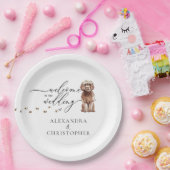 Bruine Cavapoo Hond Welkom op bruiloft set Papieren Bordje (Feest)