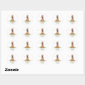 Bruine Cavapoo met bloemenkrans Baby Shower Ronde Sticker (Vel)