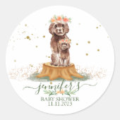 Bruine Cavapoo met Floral Crown Baby shower Ronde Sticker (Voorkant)