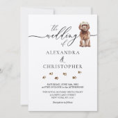 Bruine Cavapoo pup Huwelijks Calligrafie Kaart (Voorkant)