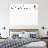 Bruine Cavapoo pup Welkom Zitplaats Tafel Nummers Canvas Afdruk (Insitu (Slaapkamer))