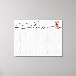 Bruine Cavapoo pup Welkom Zitplaats Tafel Nummers Canvas Afdruk