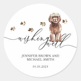Bruine Cavapoo pup Wensput Ronde Sticker