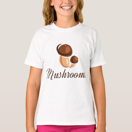 Bruine Champignon Fantasievolle Natuur Eten T-shirt (Voorkant)