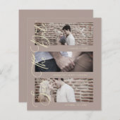 Bruine Cheap Trendy Modern 3 Wedding Photos Collag (Voorkant / Achterkant)