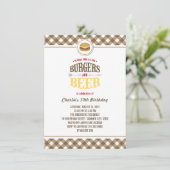 Bruine cheques brgers & Beer Summer Birthday Party Kaart (Staand voorkant)