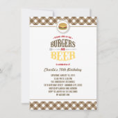 Bruine cheques brgers & Beer Summer Birthday Party Kaart (Voorkant)