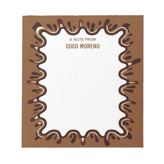 Bruine Chocolade Milkshake Spat Geschenknaam Notitieblok (Voorkant)
