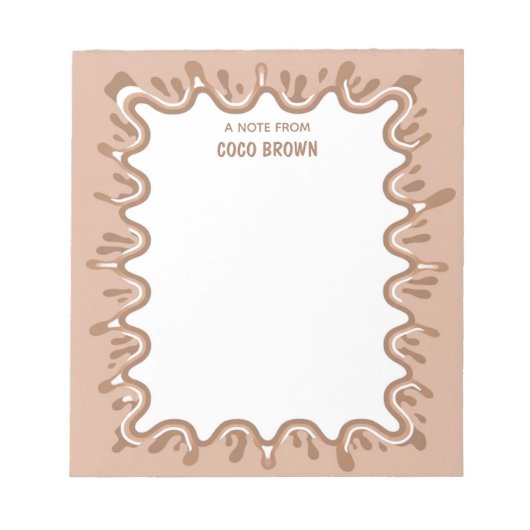 Bruine Chocolade Milkshake Spat Personalized Notitieblok (Voorkant)
