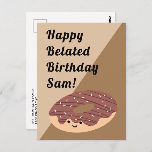 Bruine chocolade Sprinkles Doughnut | Geboortedag Briefkaart (Voorkant / Achterkant)