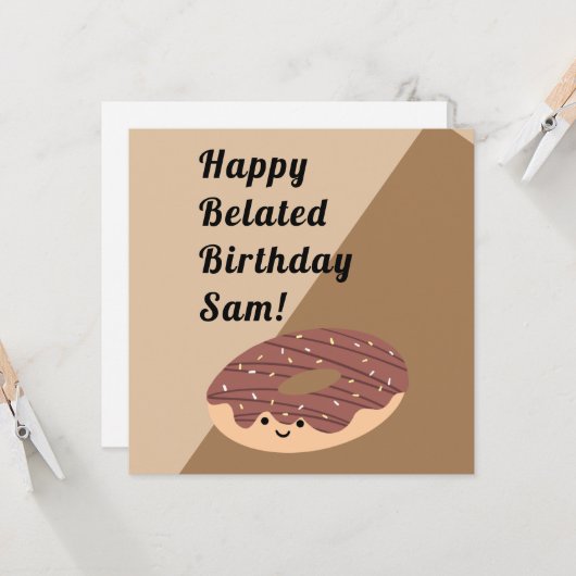 Bruine chocolade Sprinkles Doughnut | Gevogelte Kaart (Voorkant / Achterkant in situ)