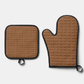 Bruine chocoladeklaver ovenwant & pannenlap set (Voorkant)