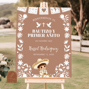 Bruine Cielito Lindo Doop & 1e Verjaardag Welkom Poster