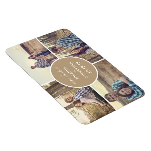 Bruine cirkel ontwerp foto opslaan van de datum ma magneet (Rechterzijde)