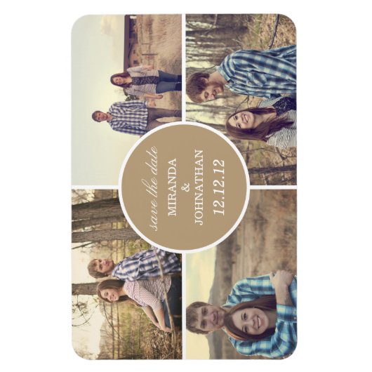 Bruine cirkel ontwerp foto opslaan van de datum ma magneet (Verticaal)
