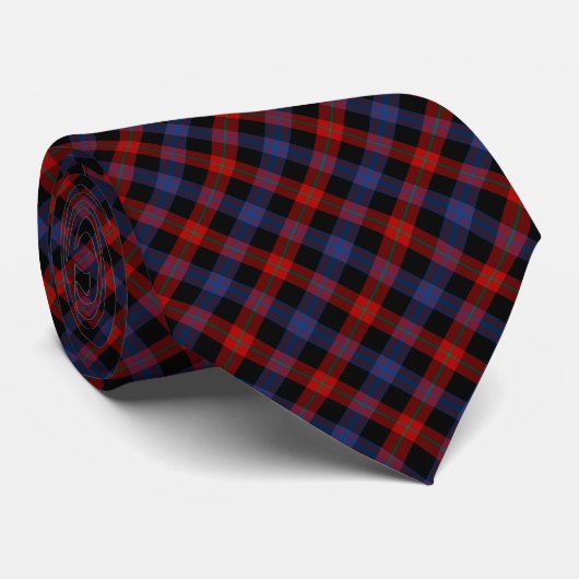 Bruine Clan Tartan Royal Blauw en Rood Plaid Stropdas (Opgerold)