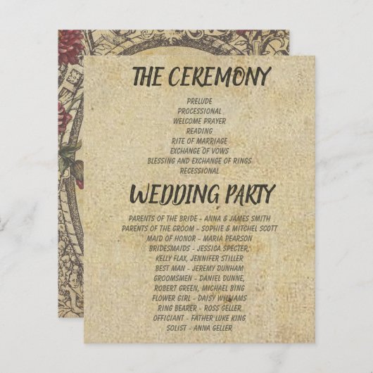 Bruine  Classic Wedding Programma's (Voorkant / Achterkant)