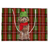 Bruine Cockapo Hond op Plaid Kerstmis Groot Cadeauzakje (Achterkant)