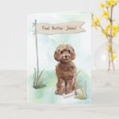 Bruine Cockapo voelt zich beter na chirurgie aan H Kaart (Gele Bloem)