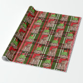 Bruine Cockapoo en Plaid Kerstvakantie Cadeaupapier (Uitgerold)