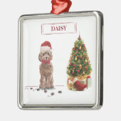 Bruine Cockapoo Funny kersthond en boom Metalen Ornament (Links)